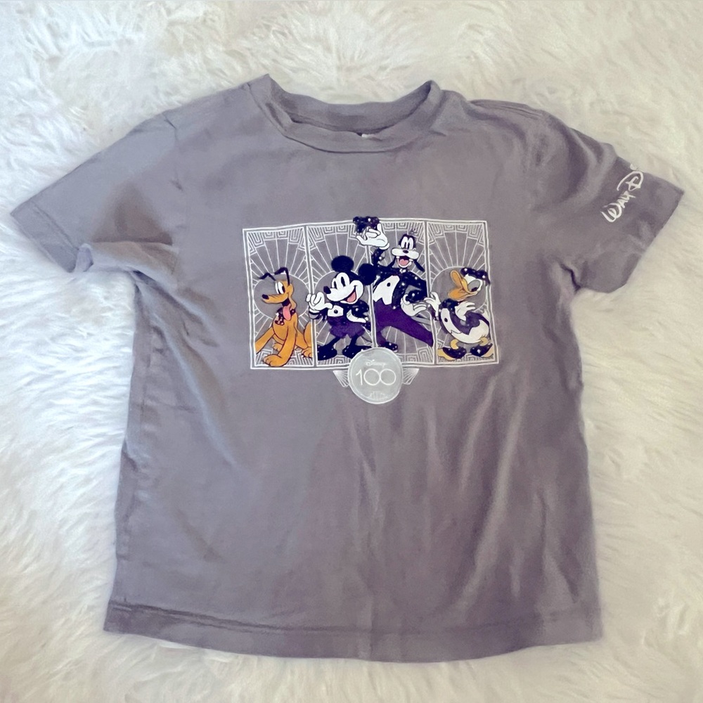 Disney Parks 100 Gray Short Sleeve T Shirt Boy Girl XS Kids